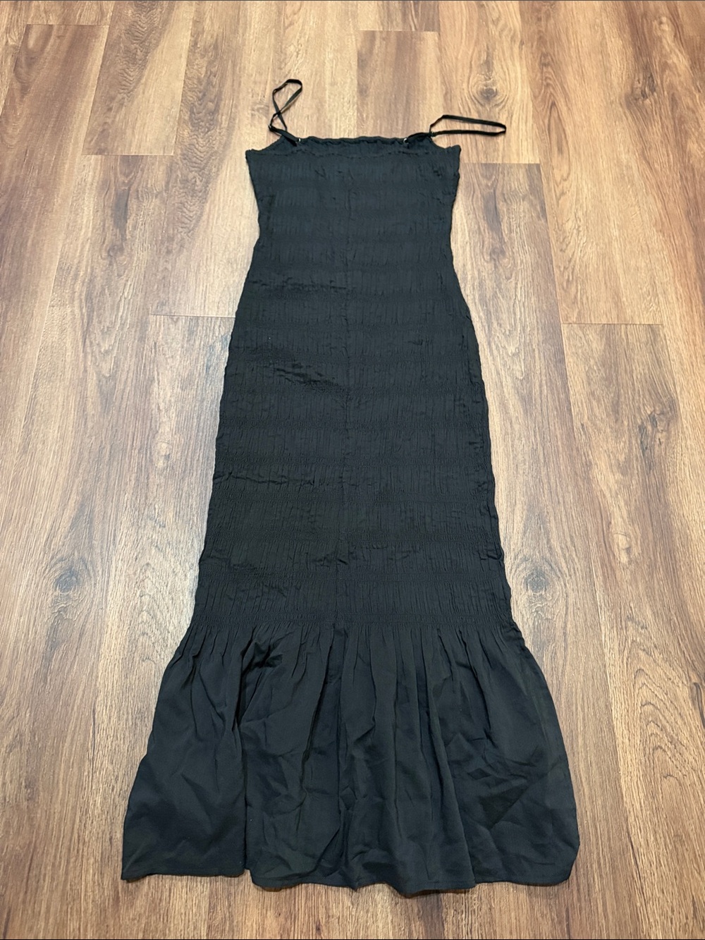 Reformation Seren Black Smocked Midi Dress - Picture 8 of 9